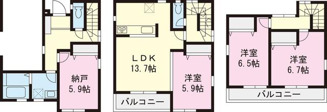 Floor plan. 36,800,000 yen, 3LDK+S, Land area 55.16 sq m , Building area 99.4 sq m