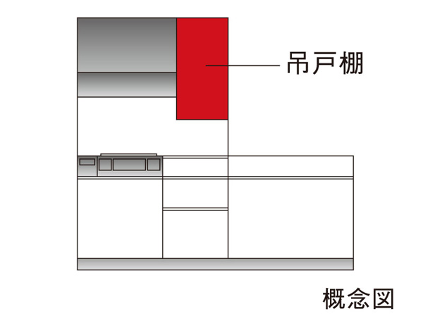 Kitchen.  [Installing a hanging in open kitchen cupboard] By adding a slim hanging cupboard in no hanging cupboard company conventional open kitchen, While increasing the sense of openness, To improve the collection rate.  ※ It depends on the type.