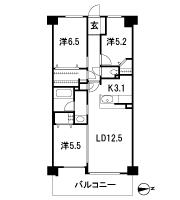 Floor: 3LDK + BW + W, the occupied area: 72.53 sq m