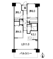 Floor: 3LDK + BW, the occupied area: 68.26 sq m
