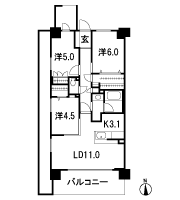 Floor: 3LDK + BW + W, the area occupied: 68.4 sq m