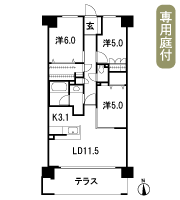 Floor: 3LDK + T + PG + BW, the occupied area: 70.76 sq m