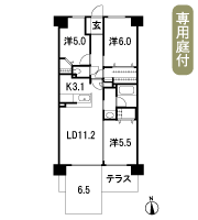 Floor: 3LDK + OL + T + PG + BW + W, the area occupied: 68.4 sq m