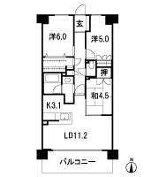 Floor: 3LDK + BW, the area occupied: 68.4 sq m