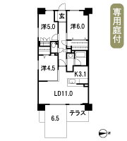 Floor: 3LDK + OL + T + PG + BW + W, the area occupied: 68.4 sq m