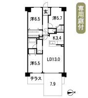 Floor: 3LDK + OL + T + PG + BW + W, the area occupied: 75.4 sq m