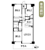Floor: 3LDK + T + PG + BW + W, the occupied area: 72.53 sq m