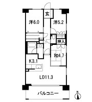 Floor: 3LDK + BW, the occupied area: 69.65 sq m
