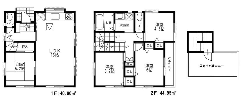 Floor plan. (A Building), Price 41,800,000 yen, 4LDK, Land area 64.41 sq m , Building area 89.9 sq m