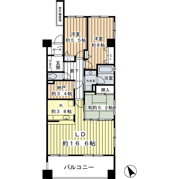 Floor plan. 3LDK + S (storeroom), Price 42,800,000 yen, Occupied area 91.12 sq m , Balcony area 12.24 sq m