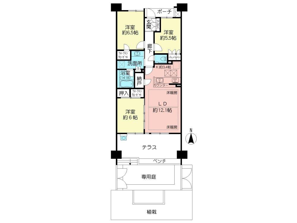 Floor plan. 3LDK, Price 39,900,000 yen, Occupied area 75.48 sq m 75 sq m  ・ Easy-to-use floor plan of 3LDK.