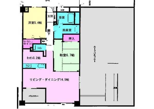 Floor plan. 2LDK, Price 36,800,000 yen, Occupied area 68.17 sq m