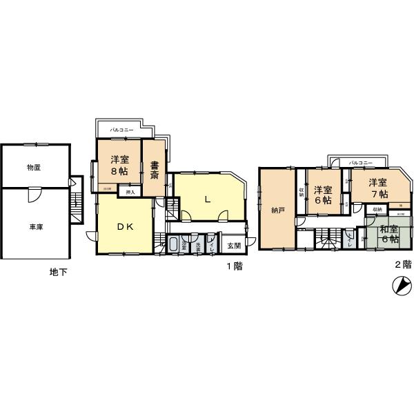 Floor plan. 55 million yen, 4LDK + S (storeroom), Land area 255.93 sq m , Building area 218.86 sq m 4LDK + S