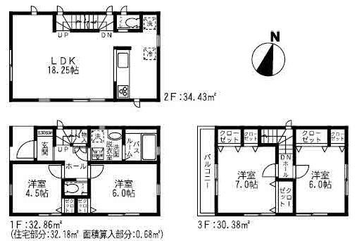 Floor plan. (A Building), Price 33,900,000 yen, 3LDK+S, Land area 78.18 sq m , Building area 97.67 sq m