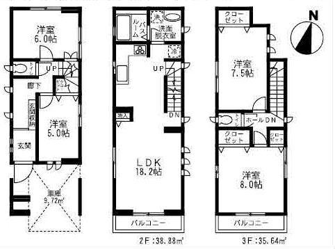 Floor plan. (F Building), Price 40,900,000 yen, 3LDK+S, Land area 65.03 sq m , Building area 115.83 sq m