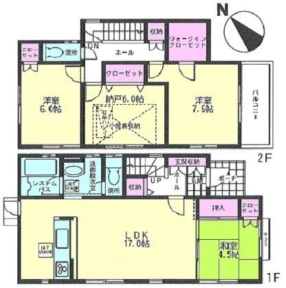 Floor plan. 47,800,000 yen, 3LDK+S, Land area 106.35 sq m , Building area 100.19 sq m