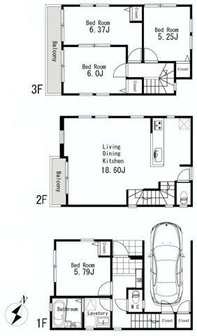 Floor plan. 42,800,000 yen, 4LDK, Land area 65.73 sq m , Building area 108.02 sq m