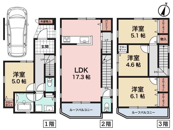 Floor plan. (B Building), Price 32,800,000 yen, 4LDK, Land area 81.58 sq m , Building area 100.18 sq m