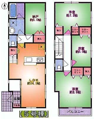 Floor plan. 42,800,000 yen, 4LDK, Land area 93.76 sq m , Building area 93.14 sq m