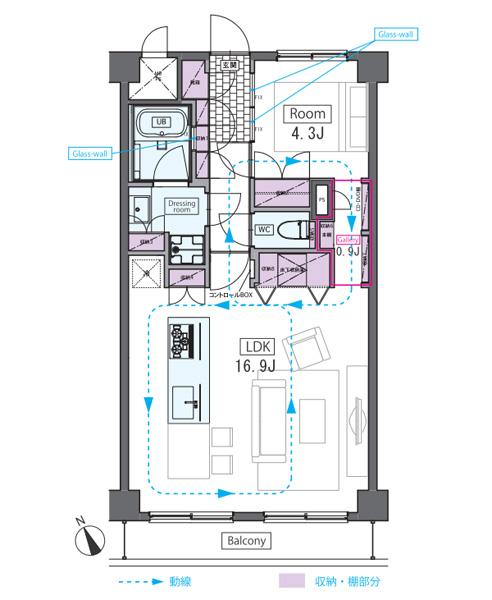Floor plan. 1LDK, Price 17.5 million yen, Footprint 54 sq m , Want to the game of tag around balcony area 5.4 sq m round and round! Is a high floor plan of such migratory.