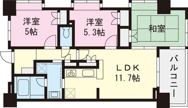 Floor plan. 3LDK, Price 27.5 million yen, Occupied area 60.68 sq m , Balcony area 6.7 sq m
