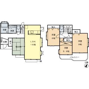 Floor plan. 38,800,000 yen, 4LDK, Land area 203.19 sq m , Building area 101.97 sq m