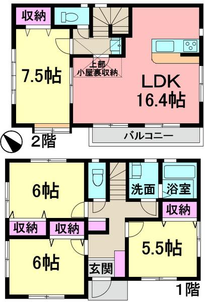 Floor plan. 37.5 million yen, 4LDK, Land area 127.53 sq m , Building area 99.03 sq m