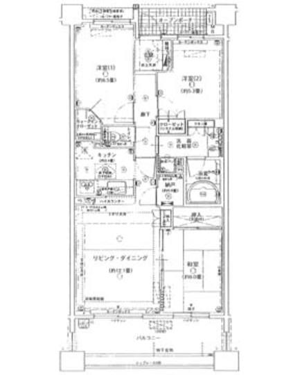 Floor plan. 3LDK, Price 39,800,000 yen, Occupied area 75.31 sq m , Balcony area 12.9 sq m