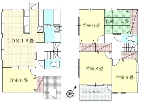 Floor plan. 45,800,000 yen, 5LDK, Land area 166.76 sq m , Building area 111.78 sq m