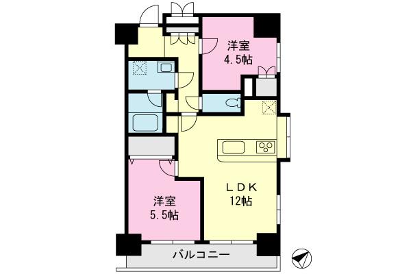 Floor plan. 2LDK, Price 23.8 million yen, Occupied area 51.45 sq m , Balcony area 6.6 sq m