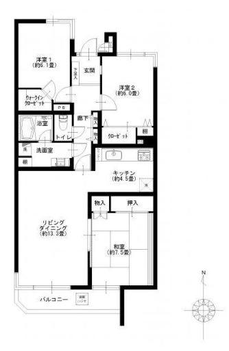 Floor plan. 3LDK, Price 24,900,000 yen, Occupied area 83.81 sq m , Per balcony area 6.12 sq m south-facing, Good per sun