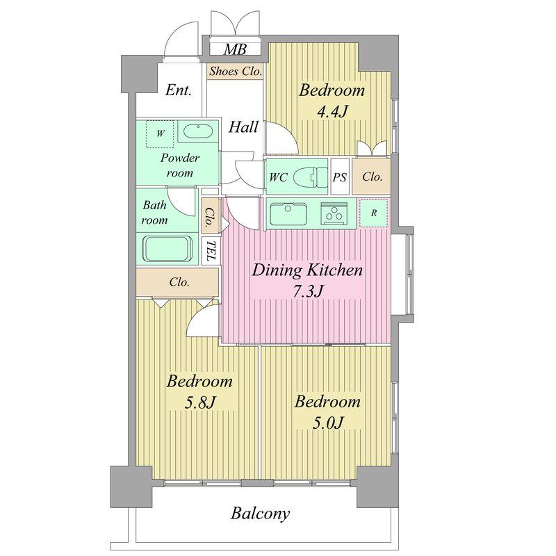Floor plan. 2DK+2S, Price 23.5 million yen, Occupied area 51.45 sq m , Balcony area 6.6 sq m