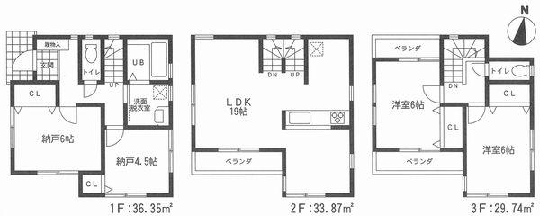 Floor plan. 36,958,000 yen, 2LDK + 2S (storeroom), Land area 86.31 sq m , Building area 99.96 sq m