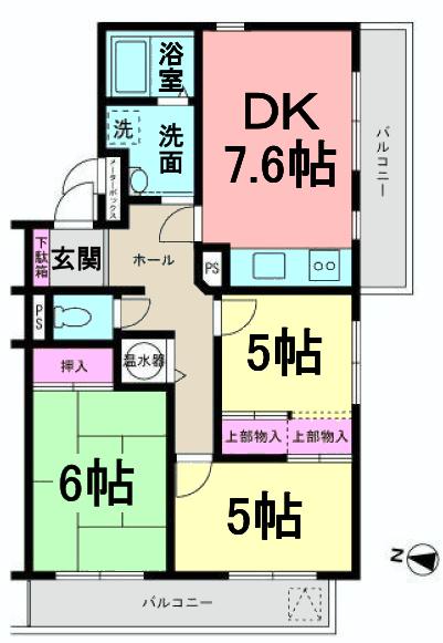 Floor plan. 3DK, Price 14.7 million yen, Footprint 60.9 sq m , Balcony area 10.78 sq m 2 surface bright balcony rooms