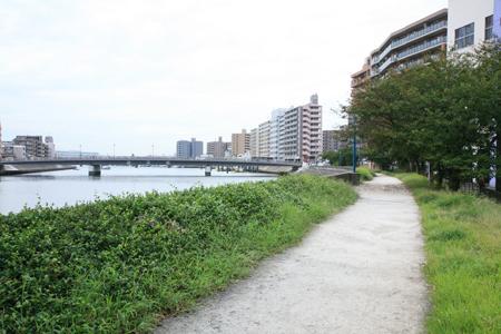 park. 1004m until the tide Tsuruhashi water's edge green road