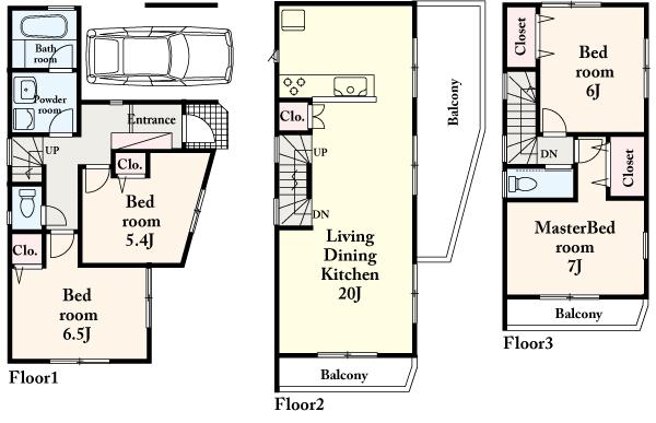Floor plan. (B), Price 39,800,000 yen, 4LDK, Land area 77.85 sq m , Building area 113.04 sq m