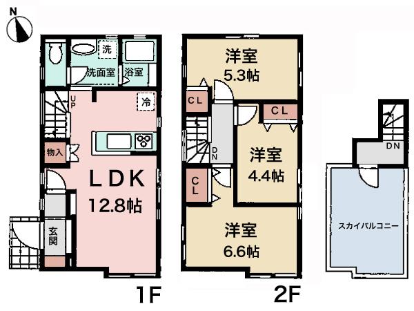 Floor plan. 25,800,000 yen, 3LDK, Land area 80 sq m , Building area 67.9 sq m sunny 3LDK!