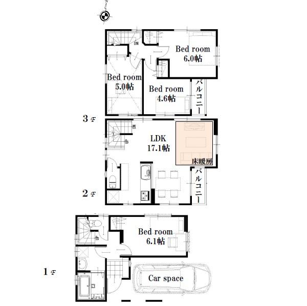 Floor plan. (C Building), Price 31,800,000 yen, 4LDK, Land area 52.74 sq m , Building area 96.28 sq m