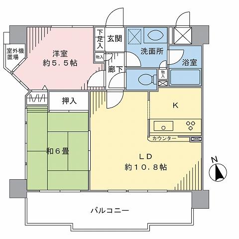 Floor plan. 2LDK, Price 19,800,000 yen, Occupied area 55.21 sq m , Balcony area 10.52 sq m floor plan