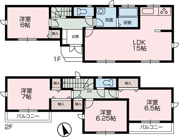 Floor plan. Price TBD , 4LDK, Land area 102.03 sq m , Building area 96.05 sq m