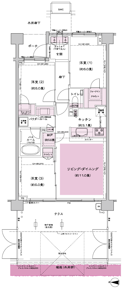 Floor: 3LD ・ K + N (storeroom) + 2WIC (walk-in closet), the occupied area: 67.07 sq m, Price: TBD