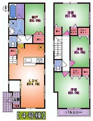 Floor plan. 42,800,000 yen, 4LDK, Land area 94.82 sq m , Building area 93.14 sq m