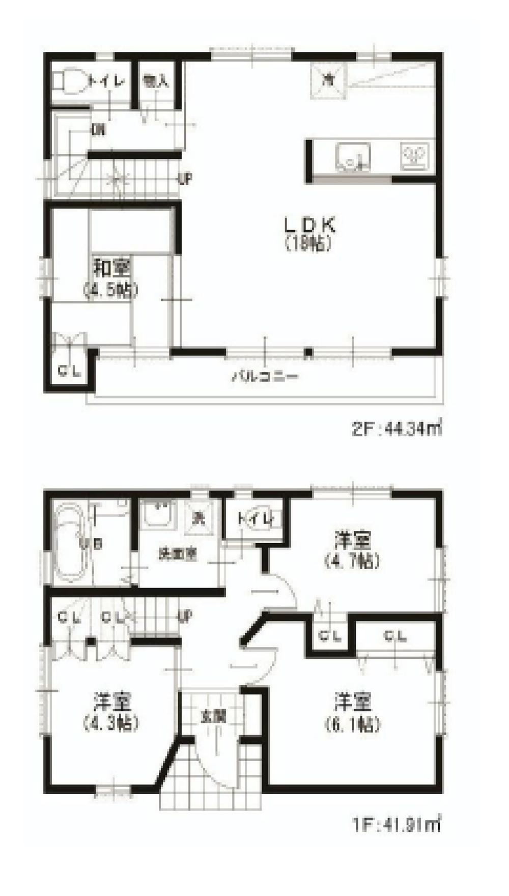 Floor plan. (B), Price 41,800,000 yen, 4LDK, Land area 74.49 sq m , Building area 90.3 sq m
