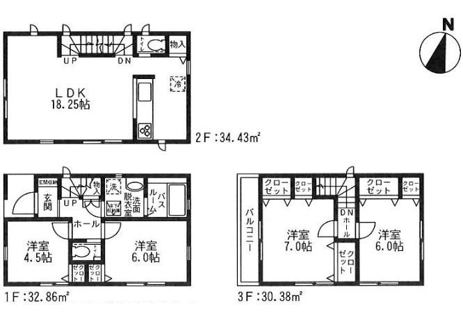 Floor plan. (A Building), Price 33,900,000 yen, 4LDK, Land area 78.18 sq m , Building area 97.67 sq m