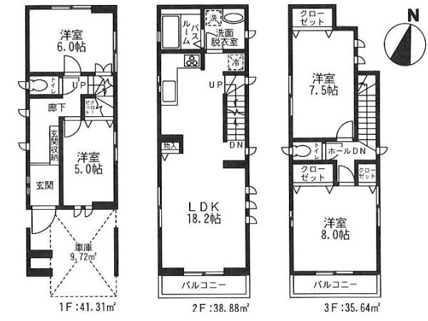 Floor plan. (F Building), Price 40,900,000 yen, 4LDK, Land area 65.03 sq m , Building area 115.83 sq m