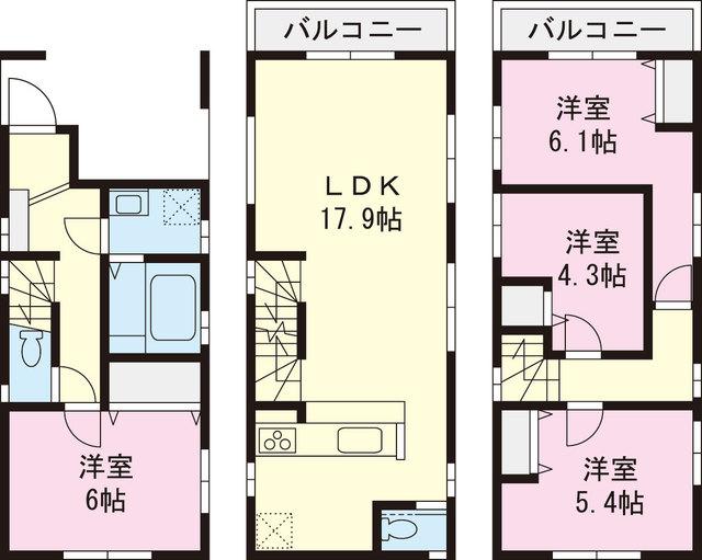 Floor plan. 34,800,000 yen, 4LDK, Land area 57.27 sq m , Building area 91.09 sq m
