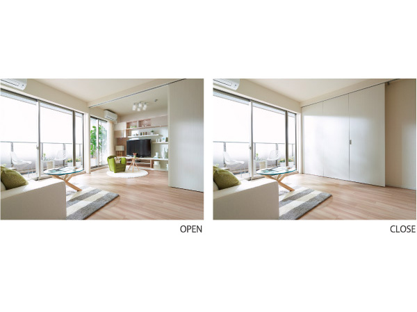 Living.  [Wall door] living ・ Dining and Western-style between the, Adopted Wall door to move the partition. It will be available to suit your lifestyle.  ※ Adopted in part dwelling unit ( ◆ )