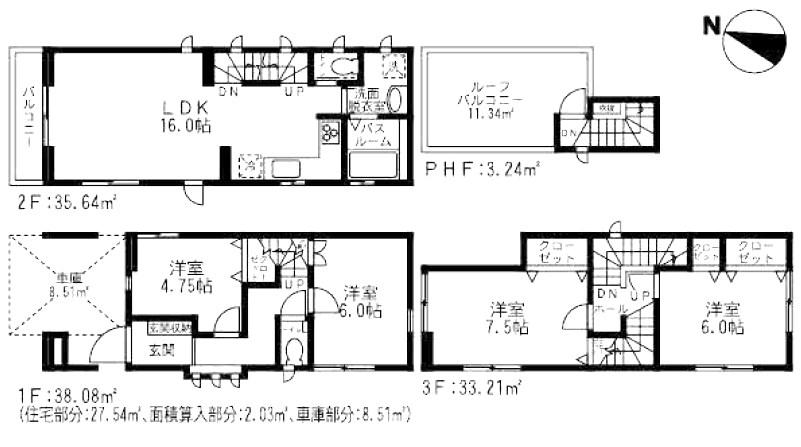 Floor plan. (B Building), Price 36,900,000 yen, 4LDK, Land area 60.28 sq m , Building area 110.17 sq m