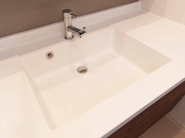Bathing-wash room.  [Artificial marble of the Square counter] Vanity counter top is beautiful artificial marble. Bowl of square shape is easy to use, Care is just as easy to wipe quickly.