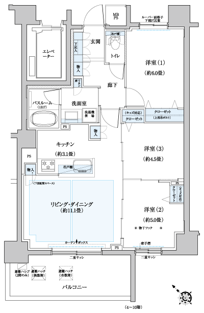 Floor: 3LDK, occupied area: 66.16 sq m